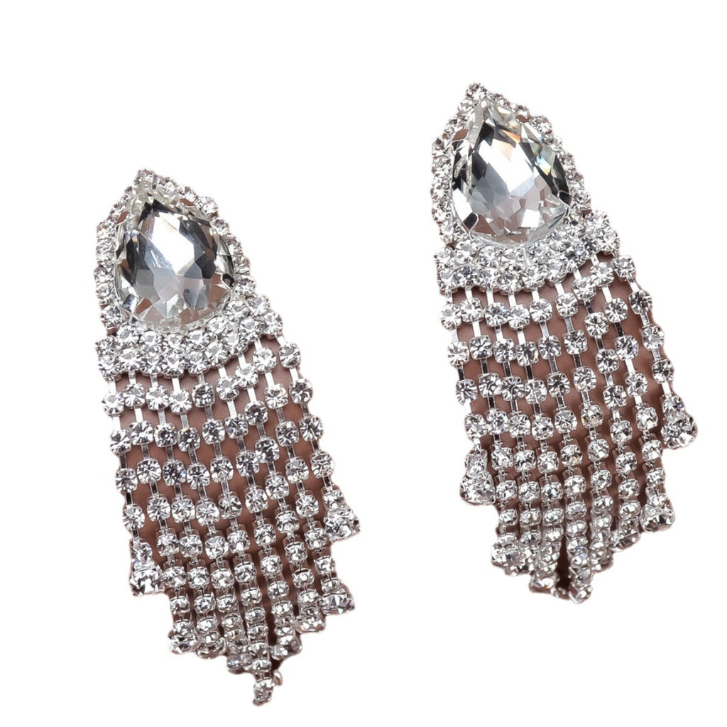 Rhinestone Tassel Earrings Big-name Drop-shaped