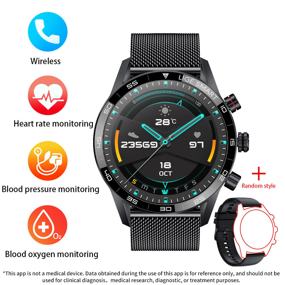 Smart Blood Pressure Heart Rate Bluetooth Multifunctional Men Business Watch