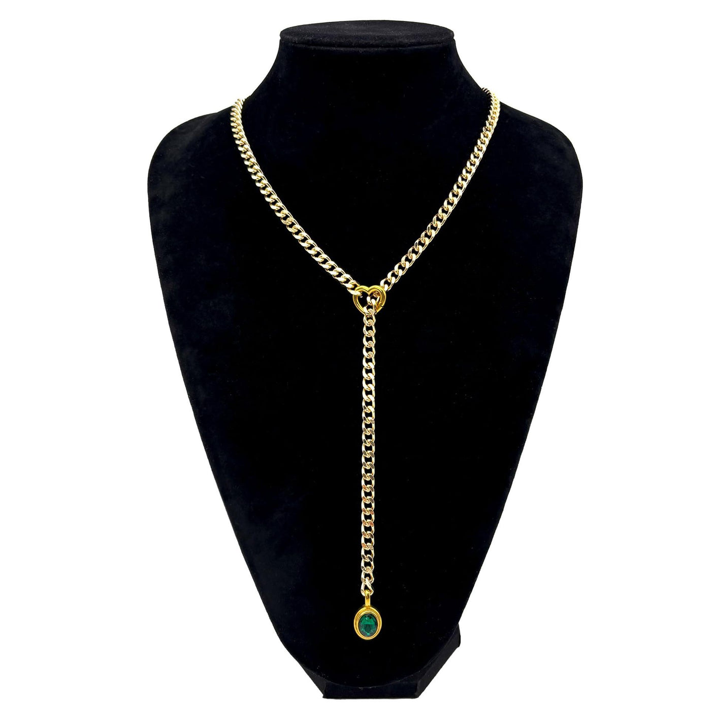 Stainless Steel 18K Slide Chain Heart-shaped Ring Punk Rock Exaggerated Style Cuba Long Necklace