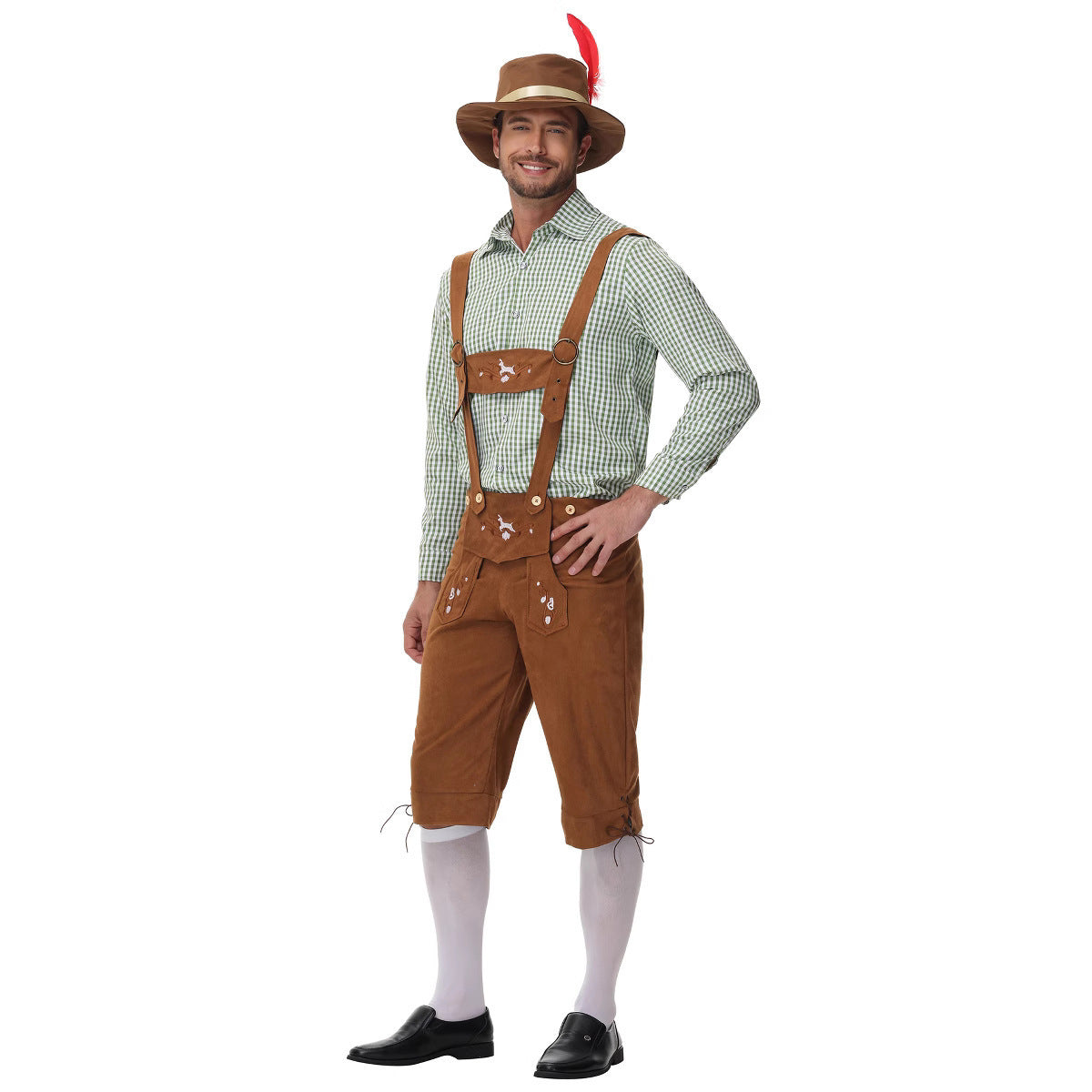 New Traditional Men's Beer Festival Plaid Shirt Overalls