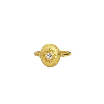 Vintage Brushed Carved Snowflake Wishing Star Ring