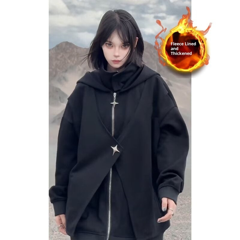 Fake Two-piece Hooded Turtleneck Sweater For Men And Women