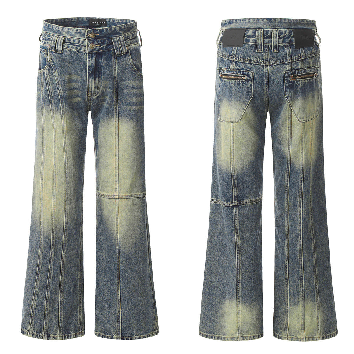 Retro Worn Looking Washed-out Jeans Deconstructed Stitching Design Loose All-match