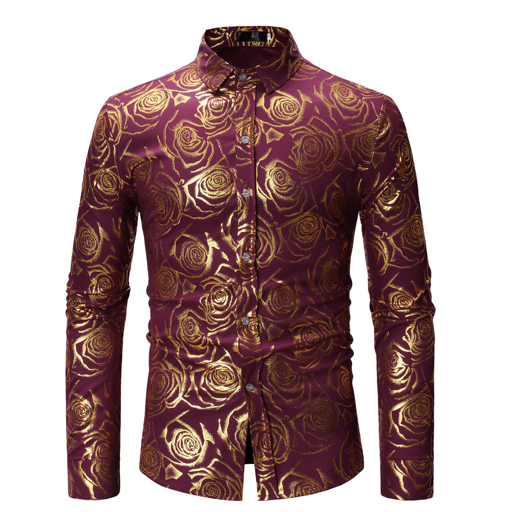 Fashion Fashion Floral Printed Men's Casual Long Sleeve Shirt