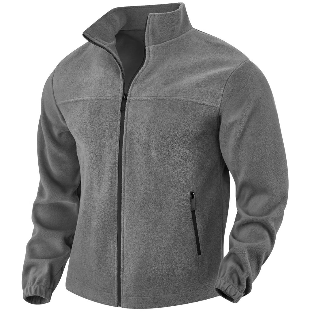Men's Polar Fleece Jacket Outdoor Zipped Stand Collar Coat