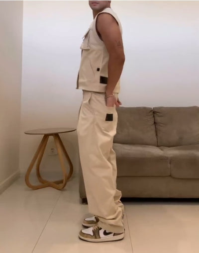 Men's Fashion Work Vest 2-Piece Set