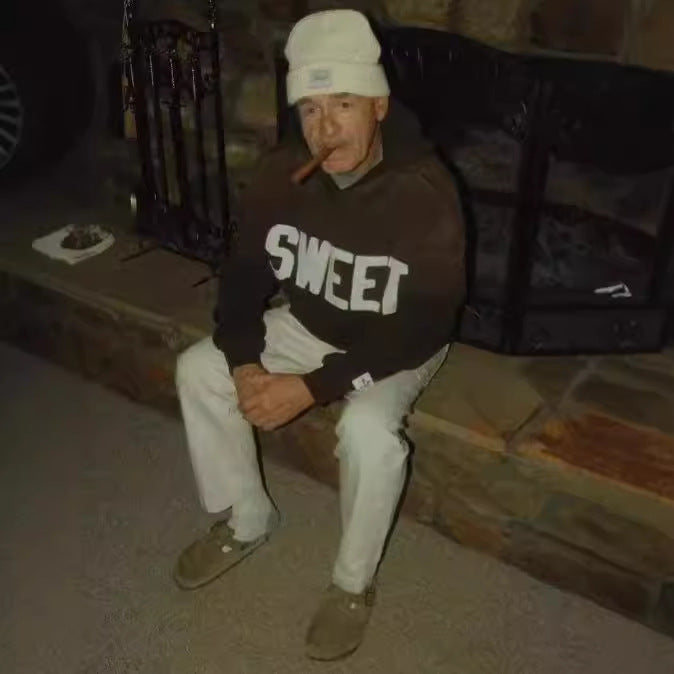 English Printed Loose Hooded Sweatshirt