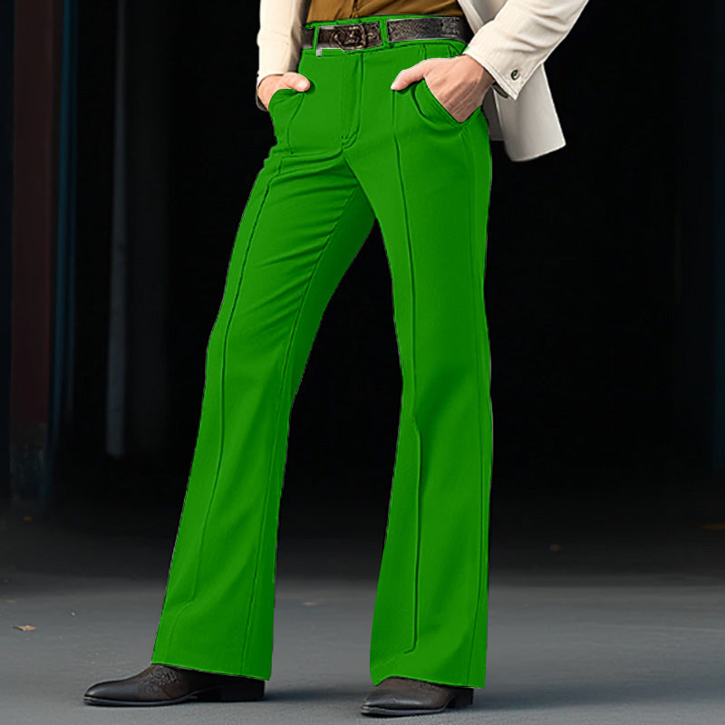 Men's Formal Wear Twill Stretch Slim Solid Color Bell-bottom Pants