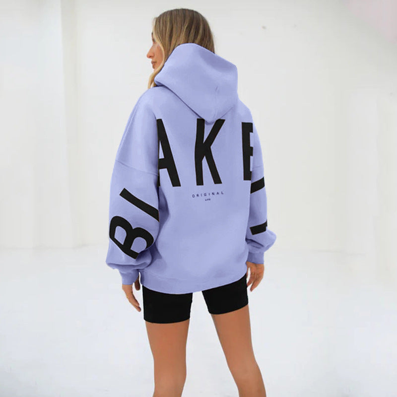 Fashionable Printed Thickened Versatile Long-Sleeve Loose-Fit Hoodie