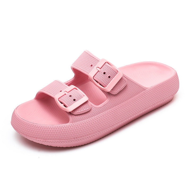High Elastic Rubber Soft Platform Double Buckle Slippers For Women