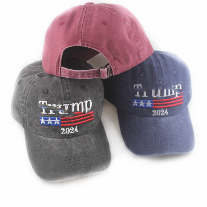 2024 American Election Hat Washed Old Truck Driver Peaked Cap Sichuan Puwang Baseball Cap