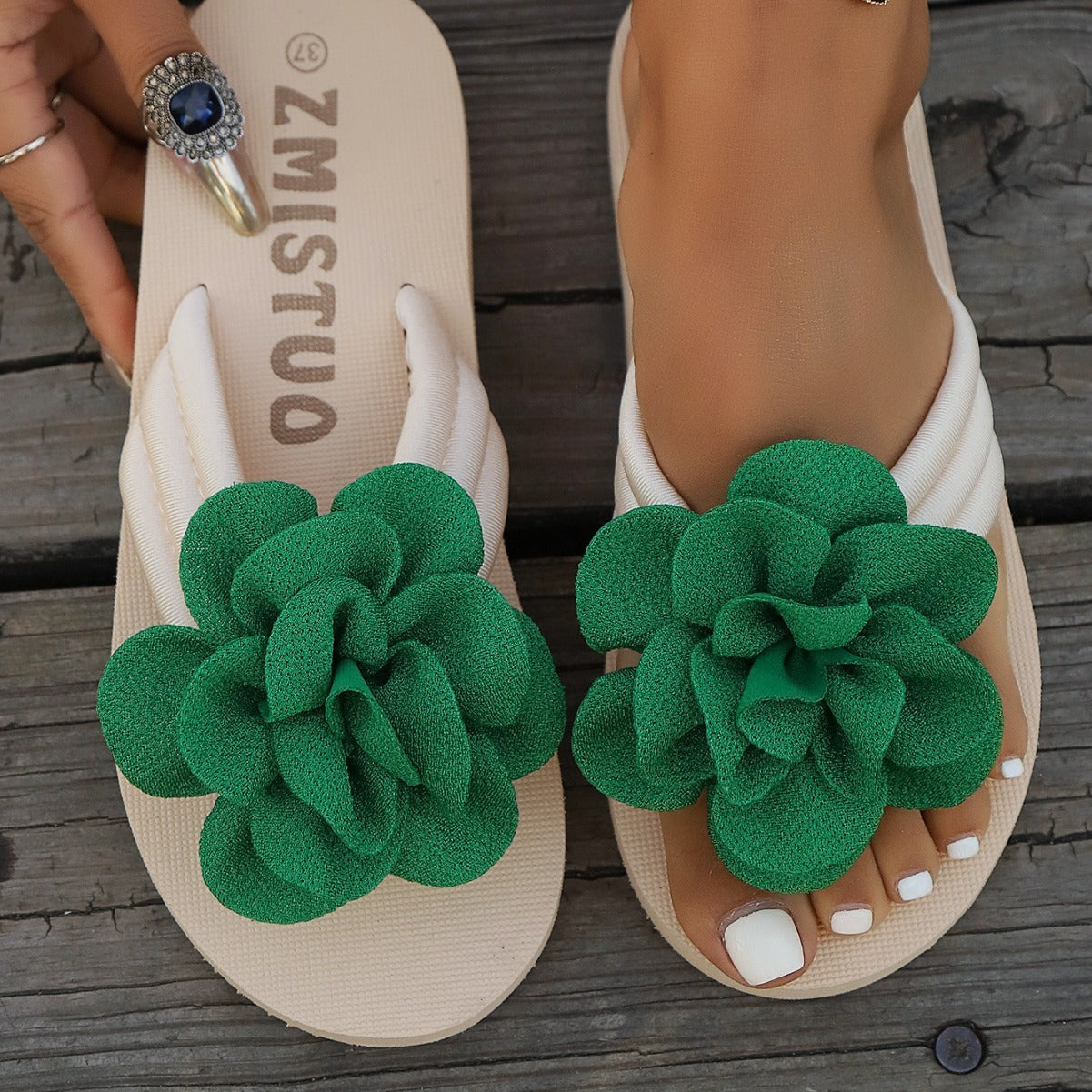 Plus Size Slippers Flower Solid Color Slippers Flip Flops