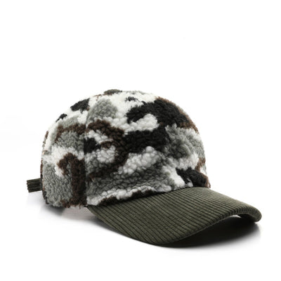 Color Blocking Plush Camouflage Solid Color Light Board Baseball Cap