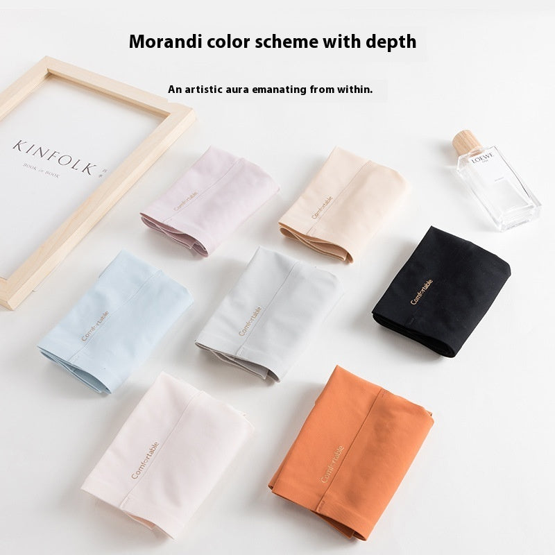 Ice Silk Underwear For Women Traceless Mid Waist Cotton Crotch Antibacterial