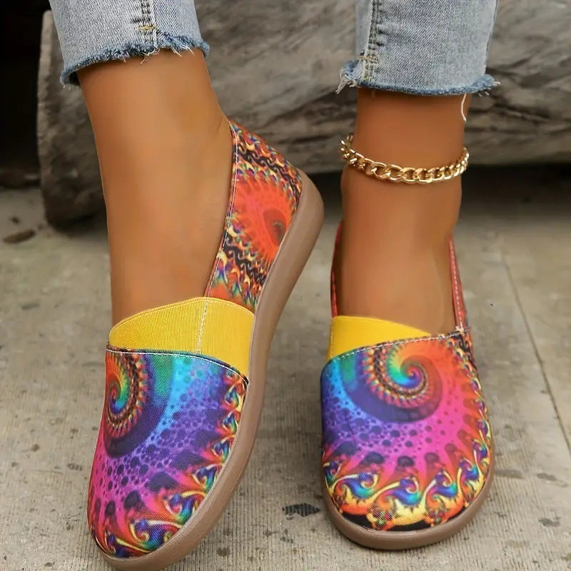 Women's Colorful Round Head Low-cut Leisure All-match Slip-on Shoes