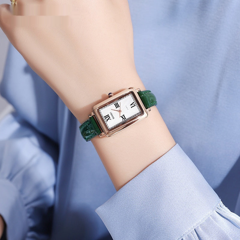 Rectangular Retro Waterproof Leisure Women's Quartz Watch