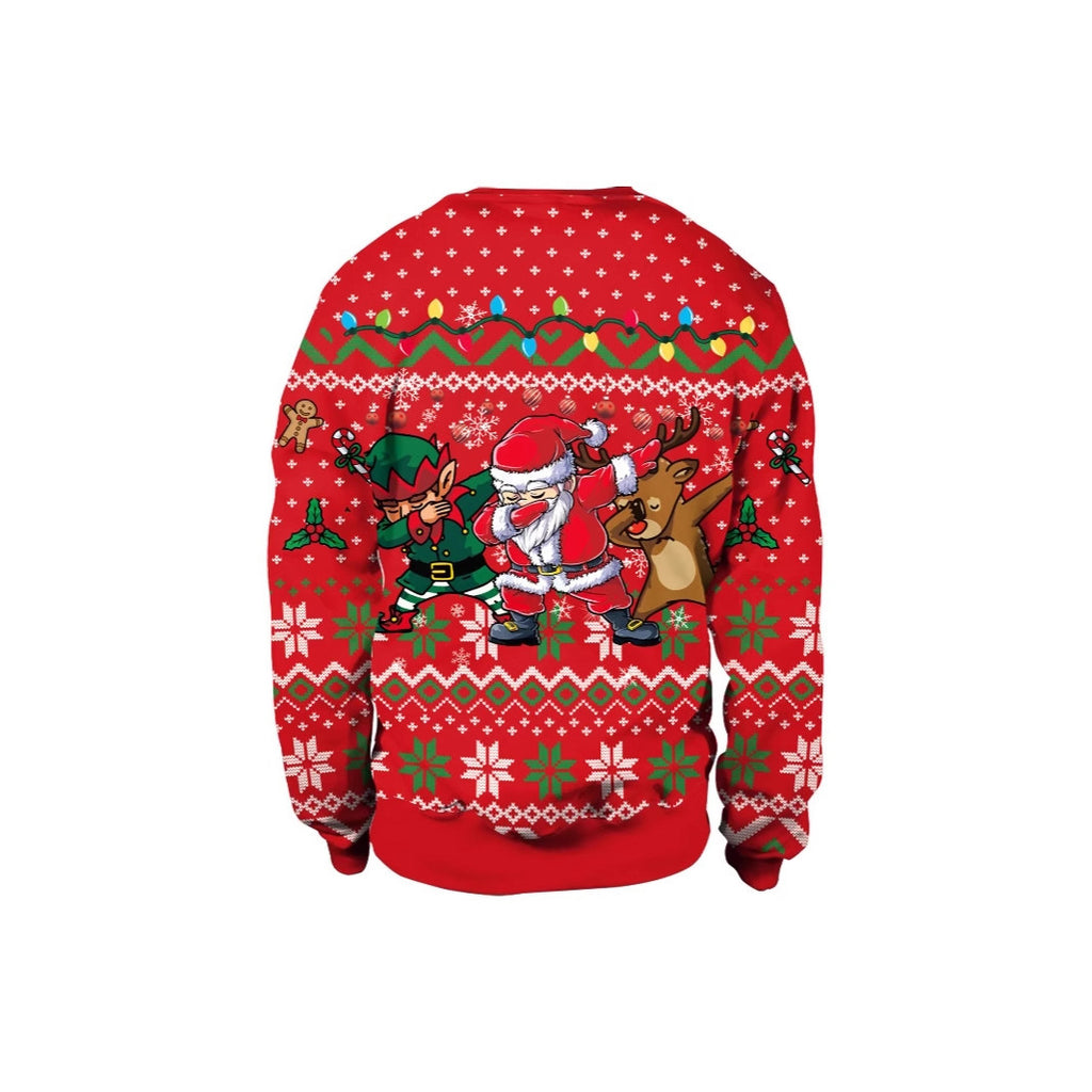 Men's And Women's 3D Printed Christmas Round Neck Sweater