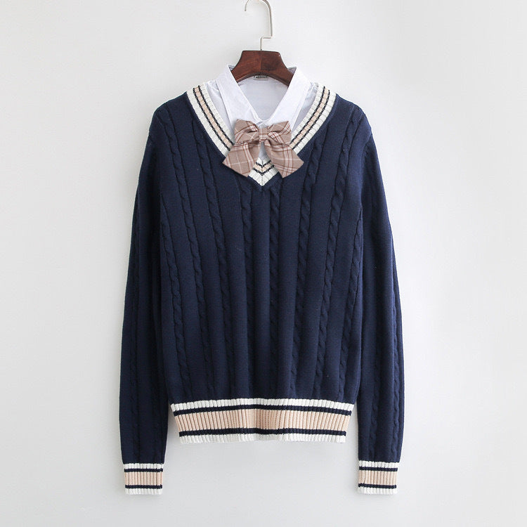 V-neck Pullover Long-sleeve Sweater For Men And Women