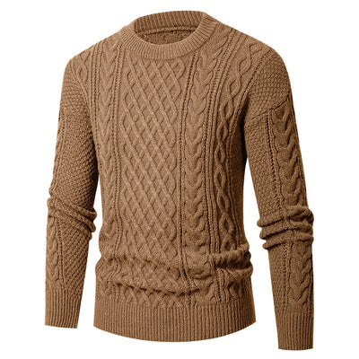 Men's Young And Middle-aged Thickened Solid Color Round Neck