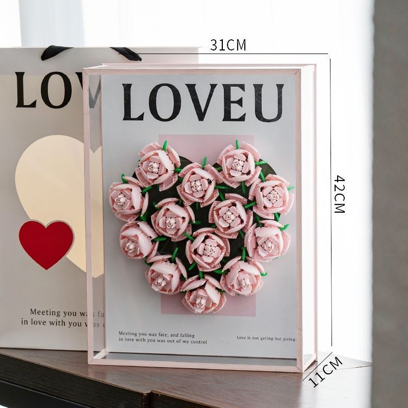 Rose Bouquet Building Blocks Gift Box DIY Handmade