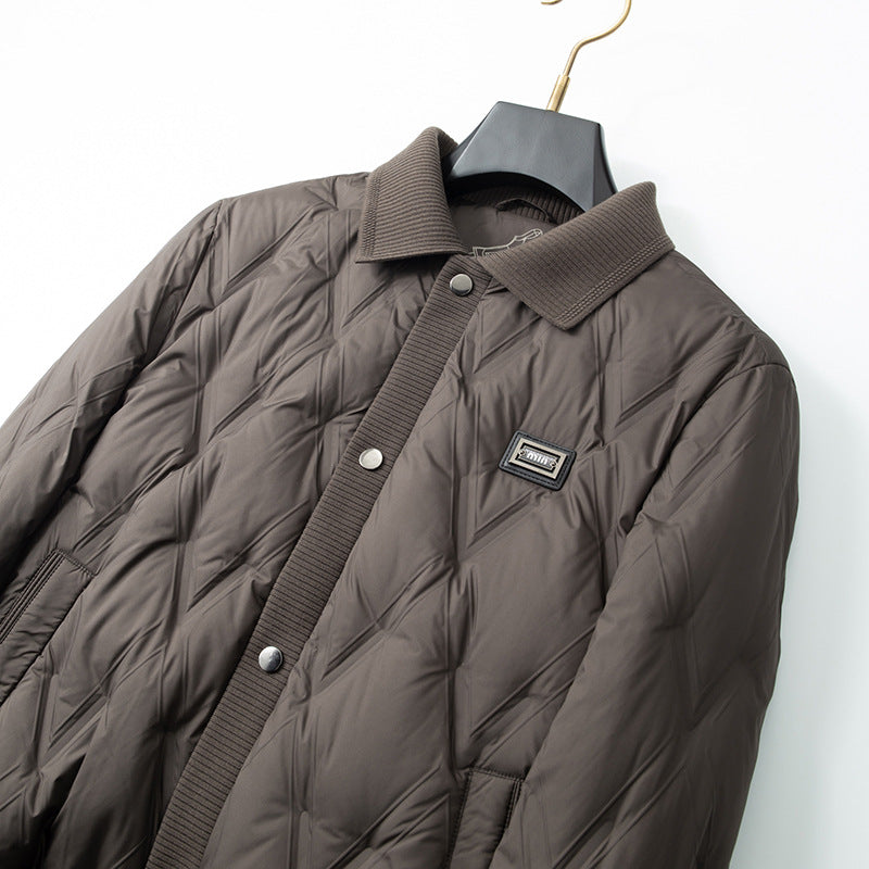 High-grade Knitted Lapel Lightweight Down Coat Men