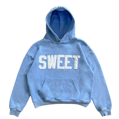 English Printed Loose Hooded Sweatshirt