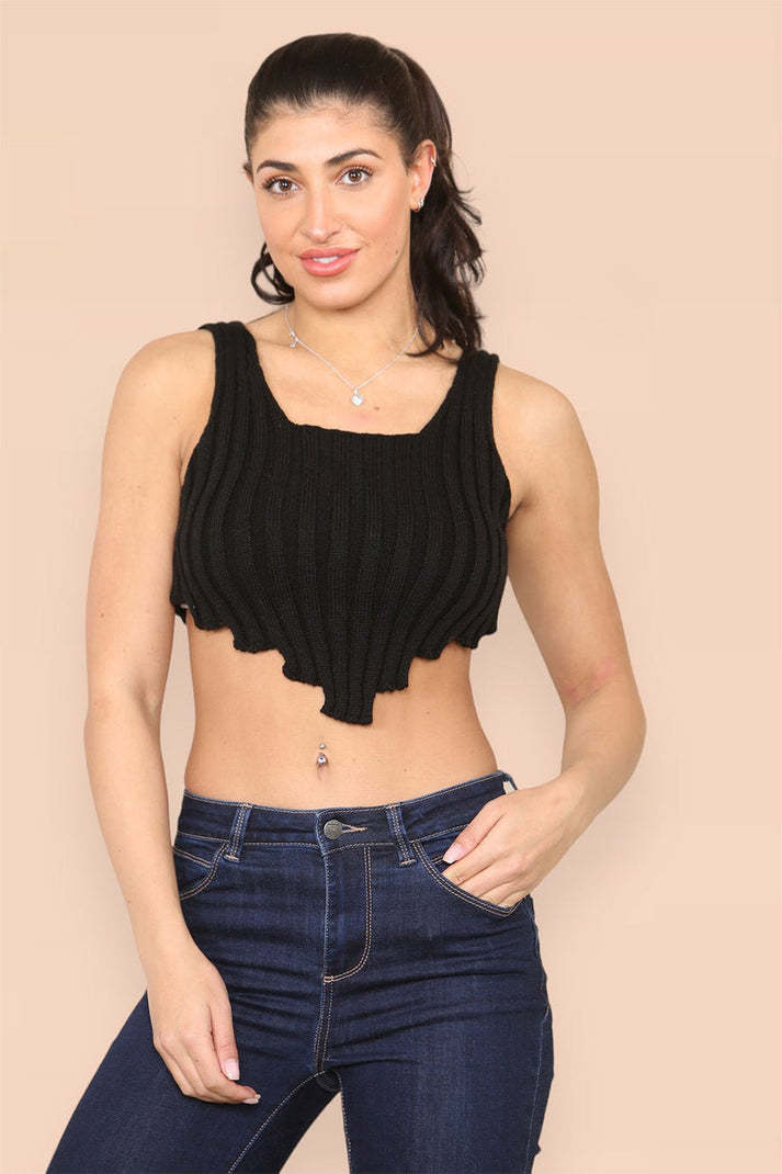 Asymmetric Imogen Hem Knitted Vest Crop Top