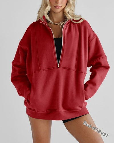 Women's Zipper Pocket Fashion Casual Exercise Sweater