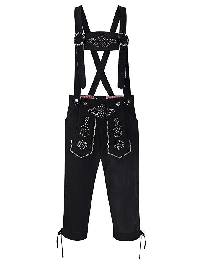Men's Traditional Beer Costume Checkered Shirt Suspender Embroidered Pants