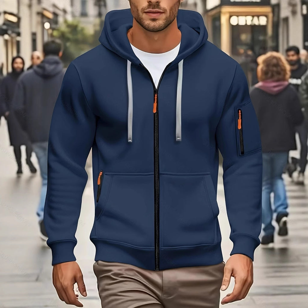 Men's Casual Sports Zipper Hooded Sweatshirt Jacket