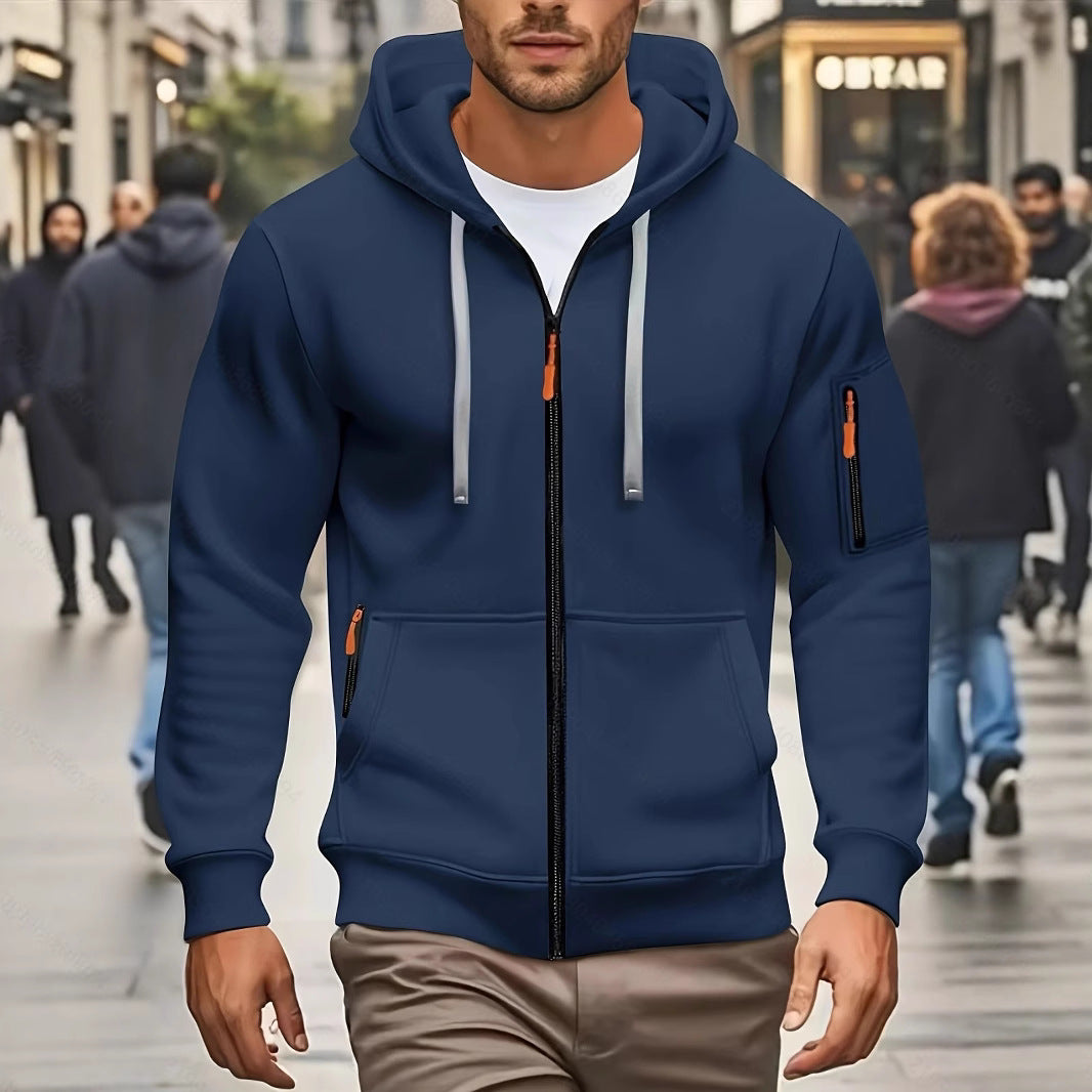 Men's Casual Sports Zipper Hooded Sweatshirt Jacket