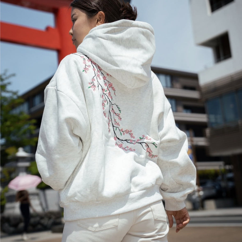 European And American Autumn And Winter Cherry Blossom Hooded Sweater Men And Women Street Hip Hop Retro