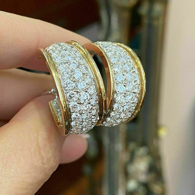 Dense Inlaid Arrangement Atmosphere Hong Kong Style Earrings