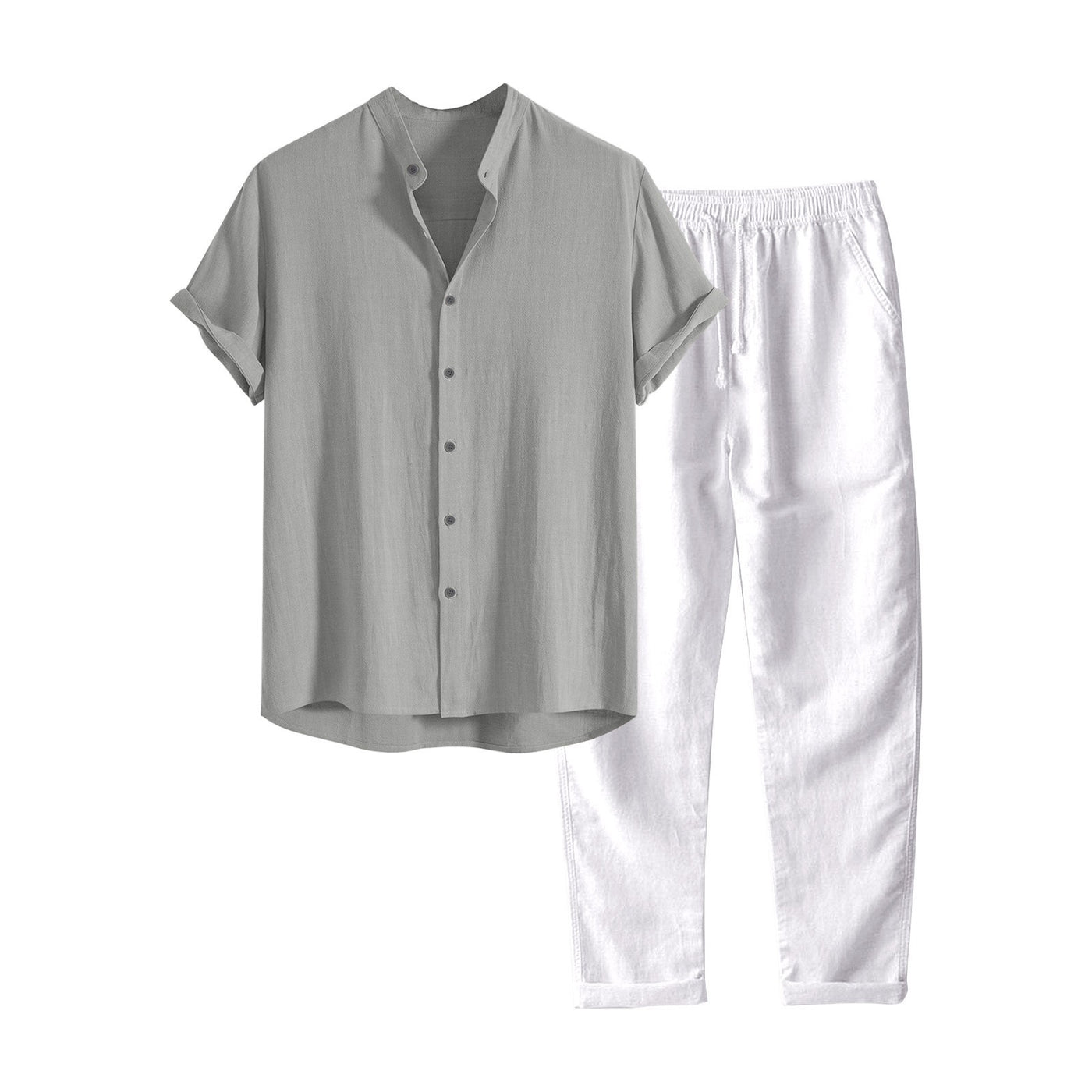 European And American Men's Stand Collar Fashion Casual All-match Slim Fit Cotton And Linen Suit