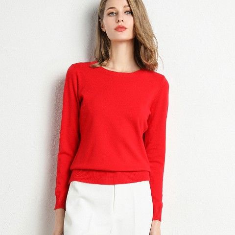 New Sweater Women Knitted Sweater Round Neck Bottoming Shirt
