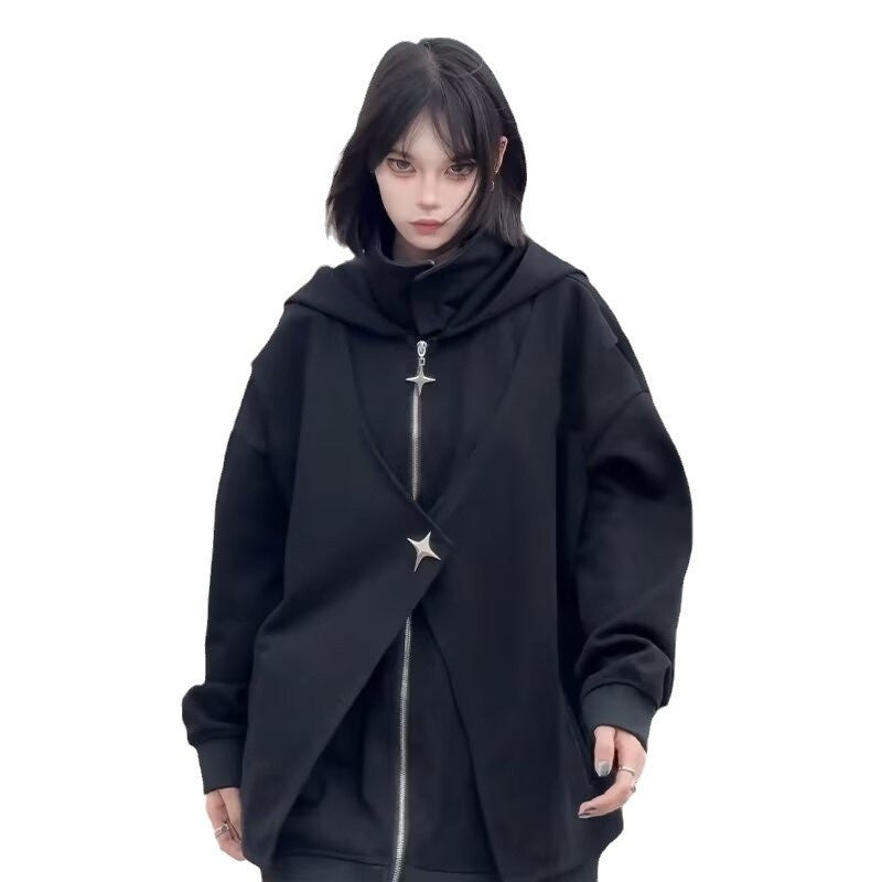 Fake Two-piece Hooded Turtleneck Sweater For Men And Women