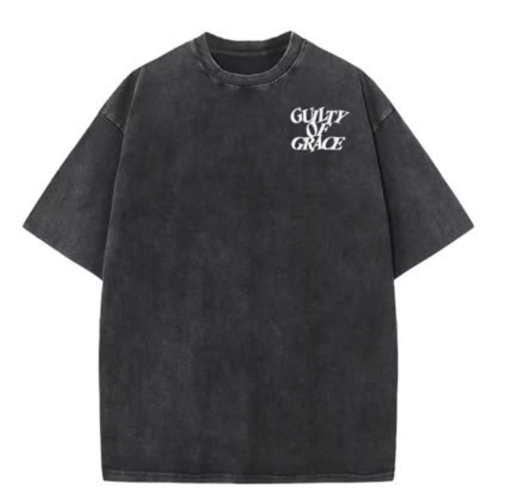 Men's Guilty of Grace Premium Acid Wash Christian Tee – Vintage Black Davsam Hub Point